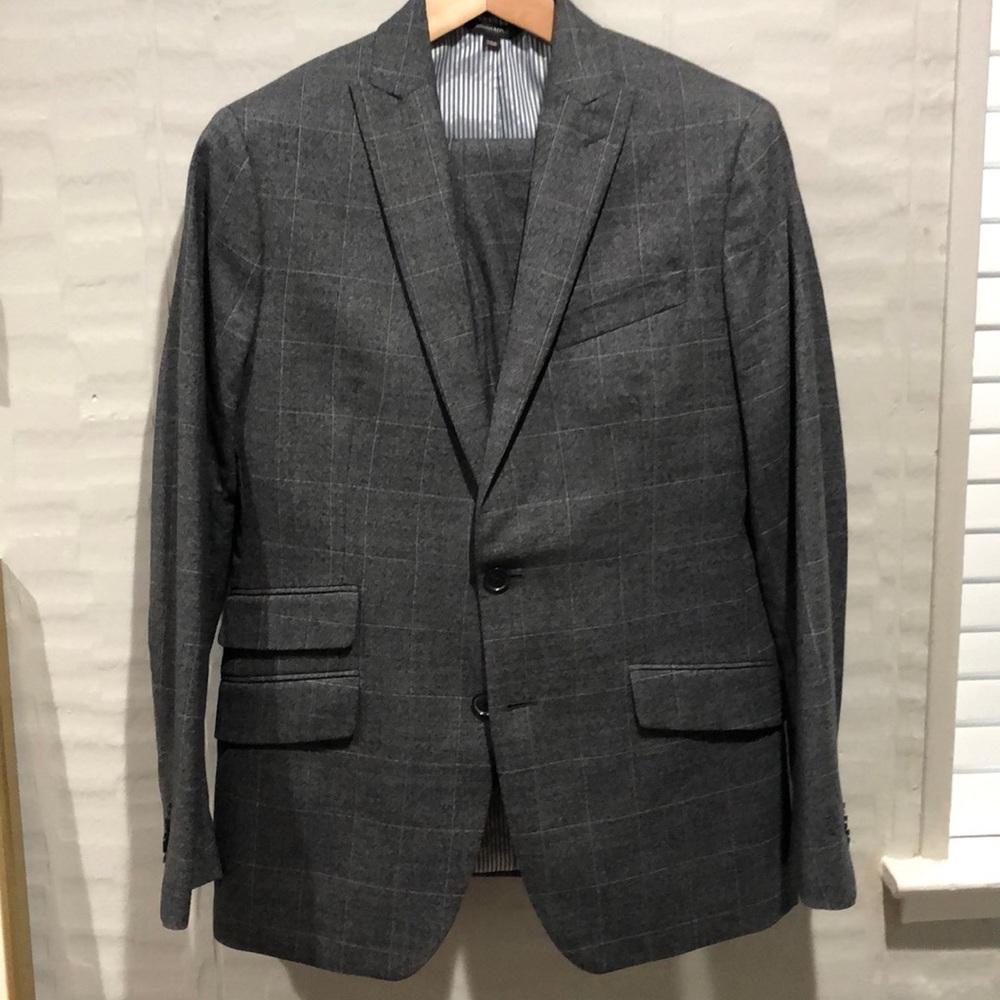 Banana Republic Gray Glen Plaid Suit 38R